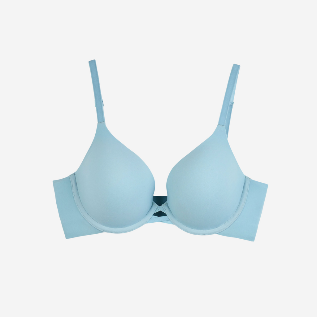 Buy online Teal Transparent Strap Back T-shirt Bra from lingerie for Women  by Softy for ₹320 at 20% off