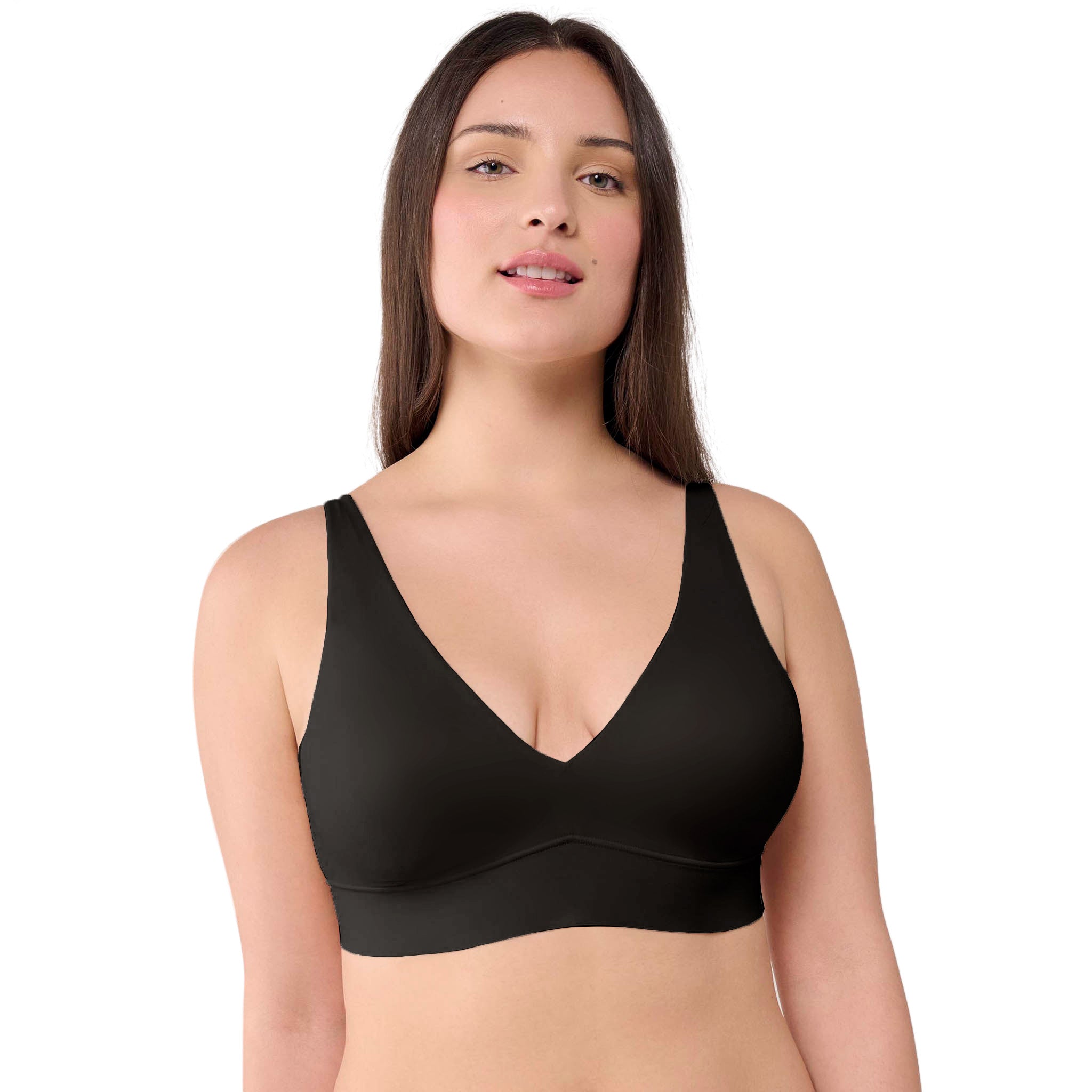 Floatley Cozy Wireless Plunge Bra for Women, Buttery Soft Comfort Seamless  Everyday Bra with Embedded Pad Size S Black at  Women's Clothing store